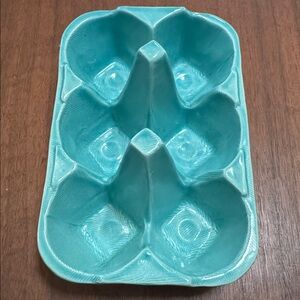 ANTHROPOLOGIE biscuit HALF-DOZEN 6 EGG CRATE TURQUOISE Blue STONEWARE #25442534